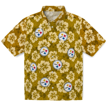 Pittsburgh Steelers Hawaiian Shirt - Hibiscus Cluster | Moonbestprint