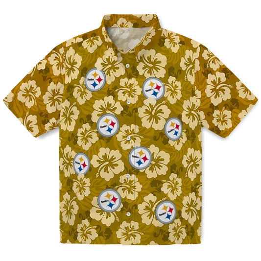 Pittsburgh Steelers Hawaiian Shirt - Hibiscus Cluster | Moonbestprint