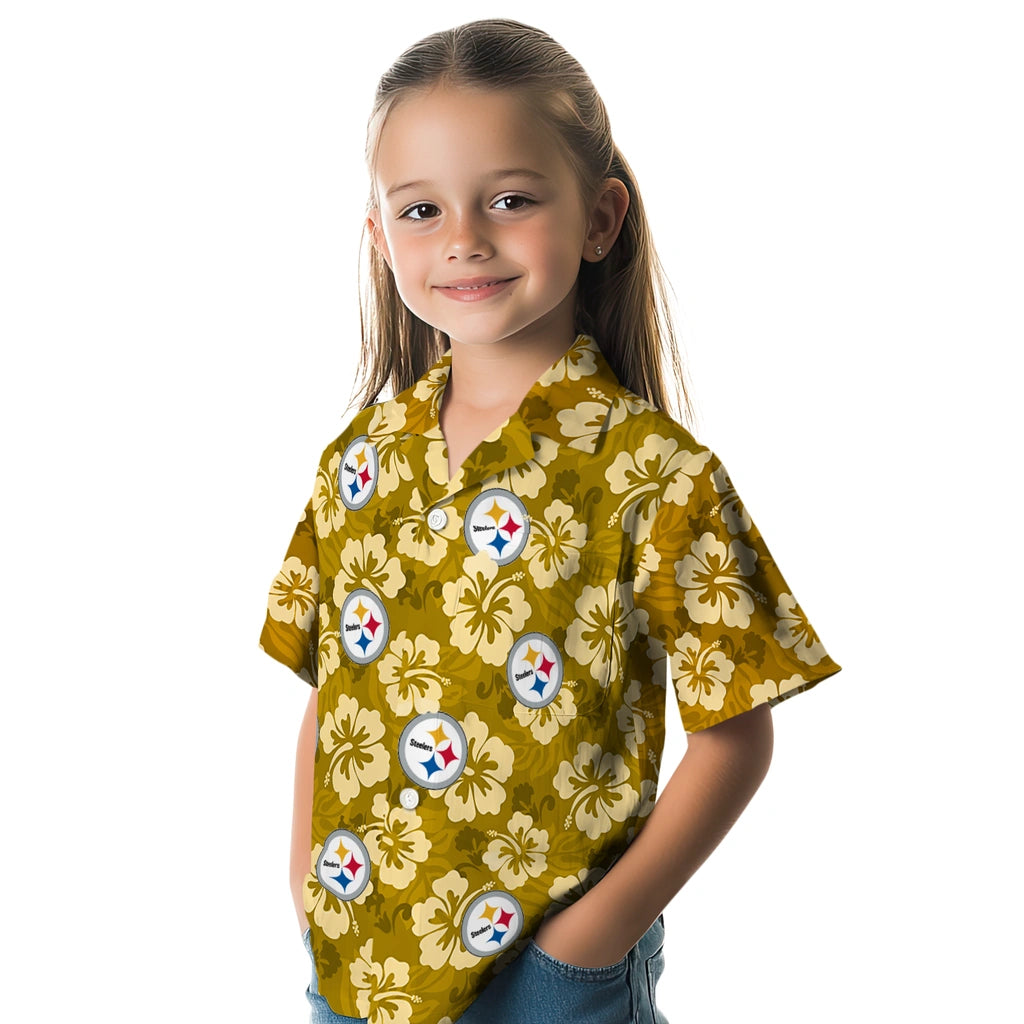 Pittsburgh Steelers Hawaiian Shirt - Hibiscus Cluster | Moonbestprint