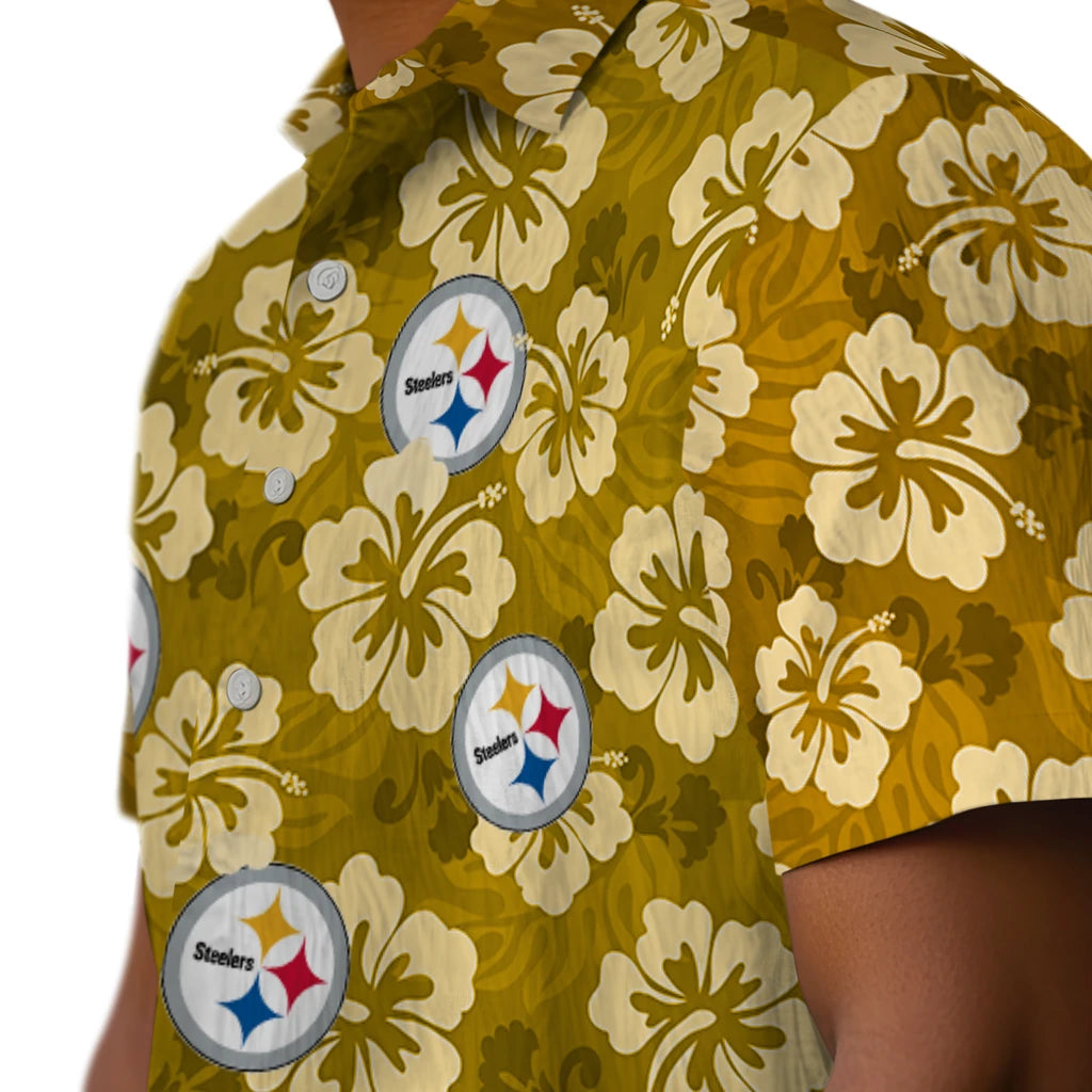 Pittsburgh Steelers Hawaiian Shirt - Hibiscus Cluster | Moonbestprint