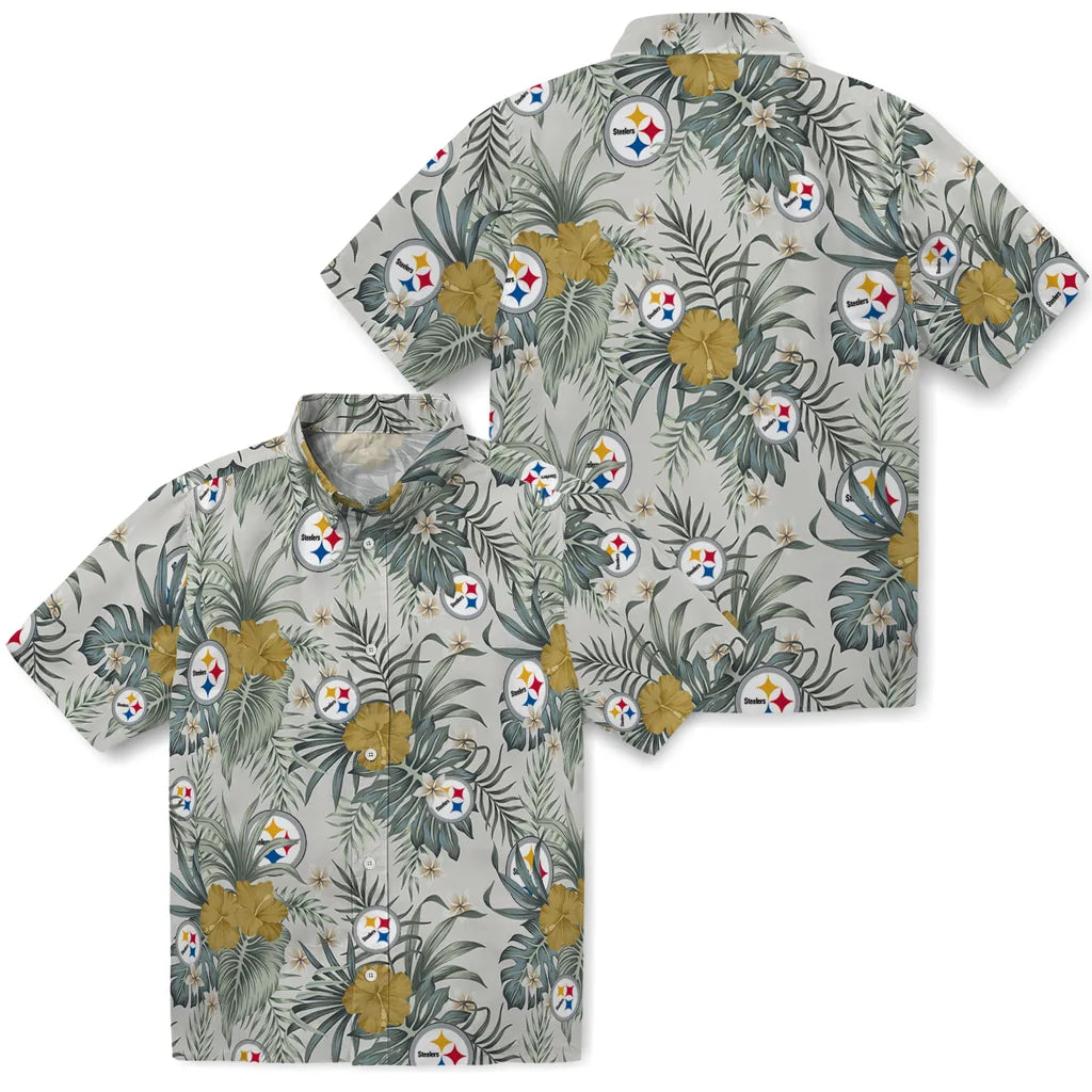 Pittsburgh Steelers Hawaiian Shirt - Hibiscus Designs | Moonbestprint
