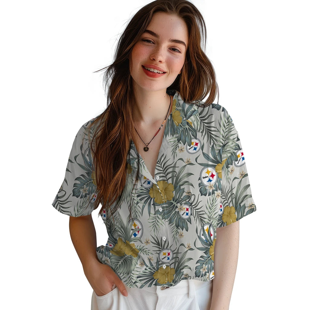 Pittsburgh Steelers Hawaiian Shirt - Hibiscus Designs | Moonbestprint