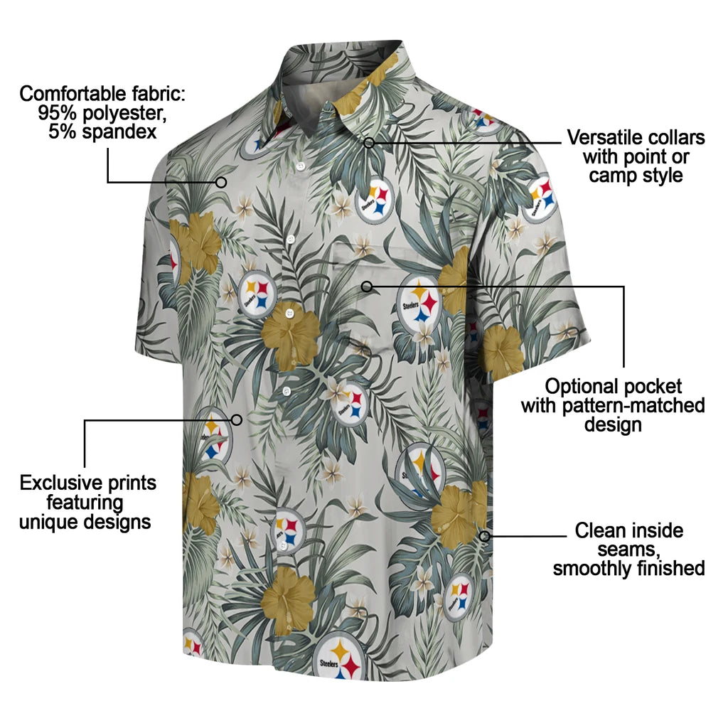 Pittsburgh Steelers Hawaiian Shirt - Hibiscus Designs | Moonbestprint