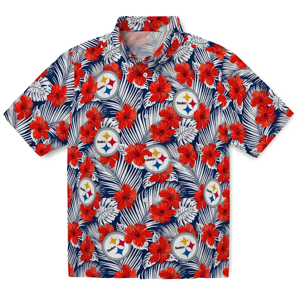 Pittsburgh Steelers Hawaiian Shirt - Hibiscus Fiesta | Moonbestprint
