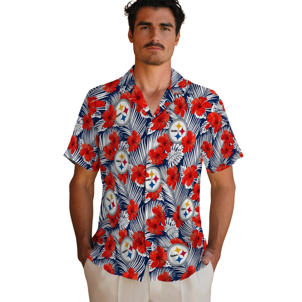 Pittsburgh Steelers Hawaiian Shirt - Hibiscus Fiesta | Moonbestprint