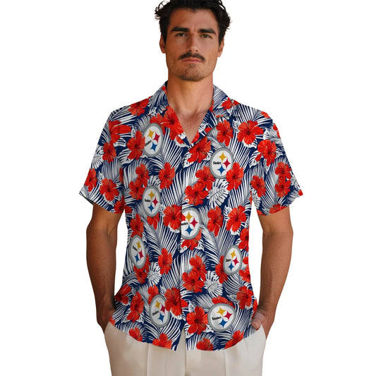 Pittsburgh Steelers Hawaiian Shirt - Hibiscus Fiesta | Moonbestprint
