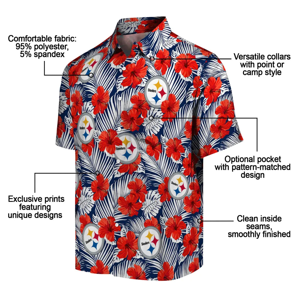Pittsburgh Steelers Hawaiian Shirt - Hibiscus Fiesta | Moonbestprint