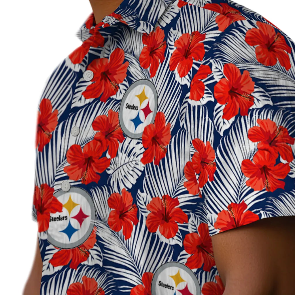 Pittsburgh Steelers Hawaiian Shirt - Hibiscus Fiesta | Moonbestprint