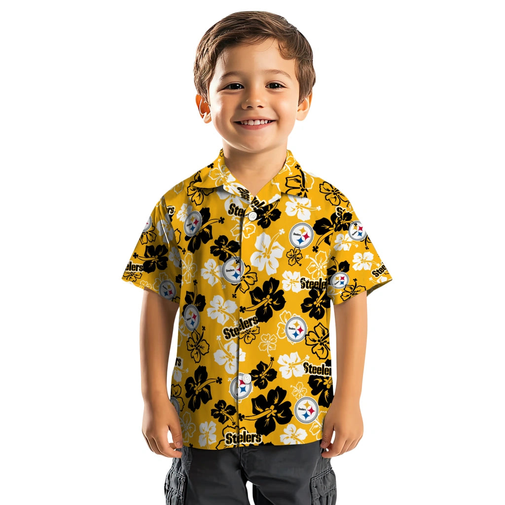 Pittsburgh Steelers Hawaiian Shirt - Hibiscus Flower Design | Moonbestprint