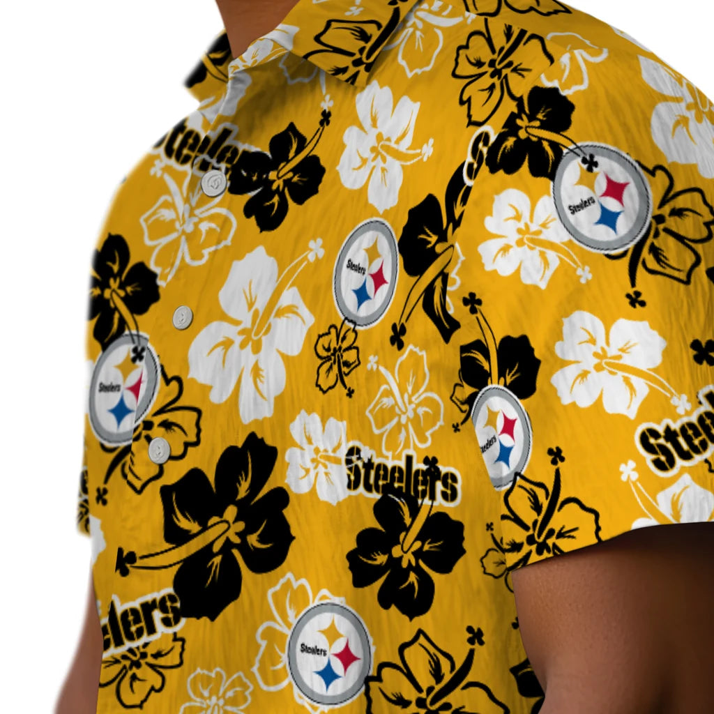 Pittsburgh Steelers Hawaiian Shirt - Hibiscus Flower Design | Moonbestprint