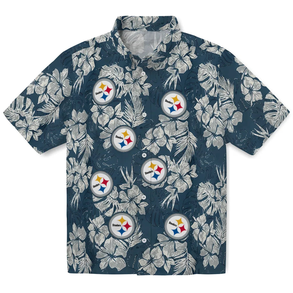 Pittsburgh Steelers Hawaiian Shirt - Hibiscus Flowers | Moonbestprint