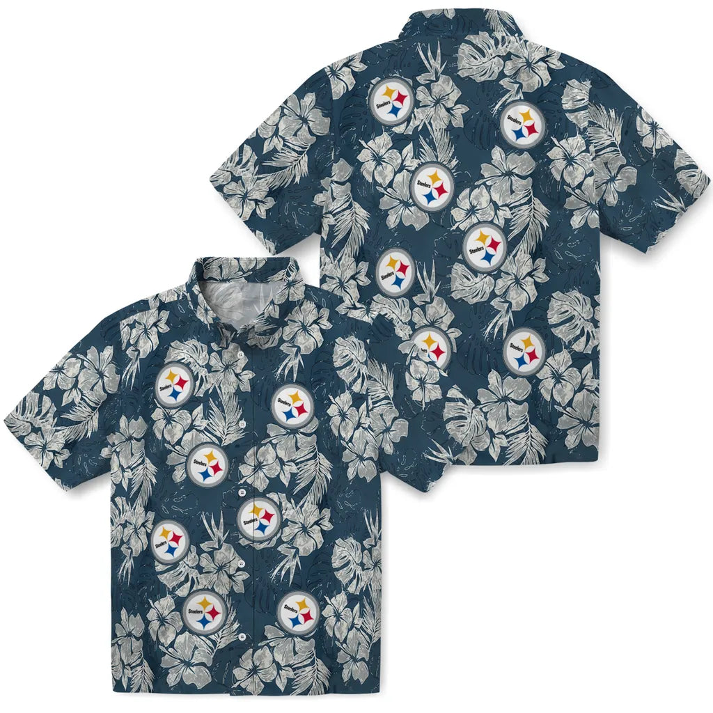 Pittsburgh Steelers Hawaiian Shirt - Hibiscus Flowers | Moonbestprint