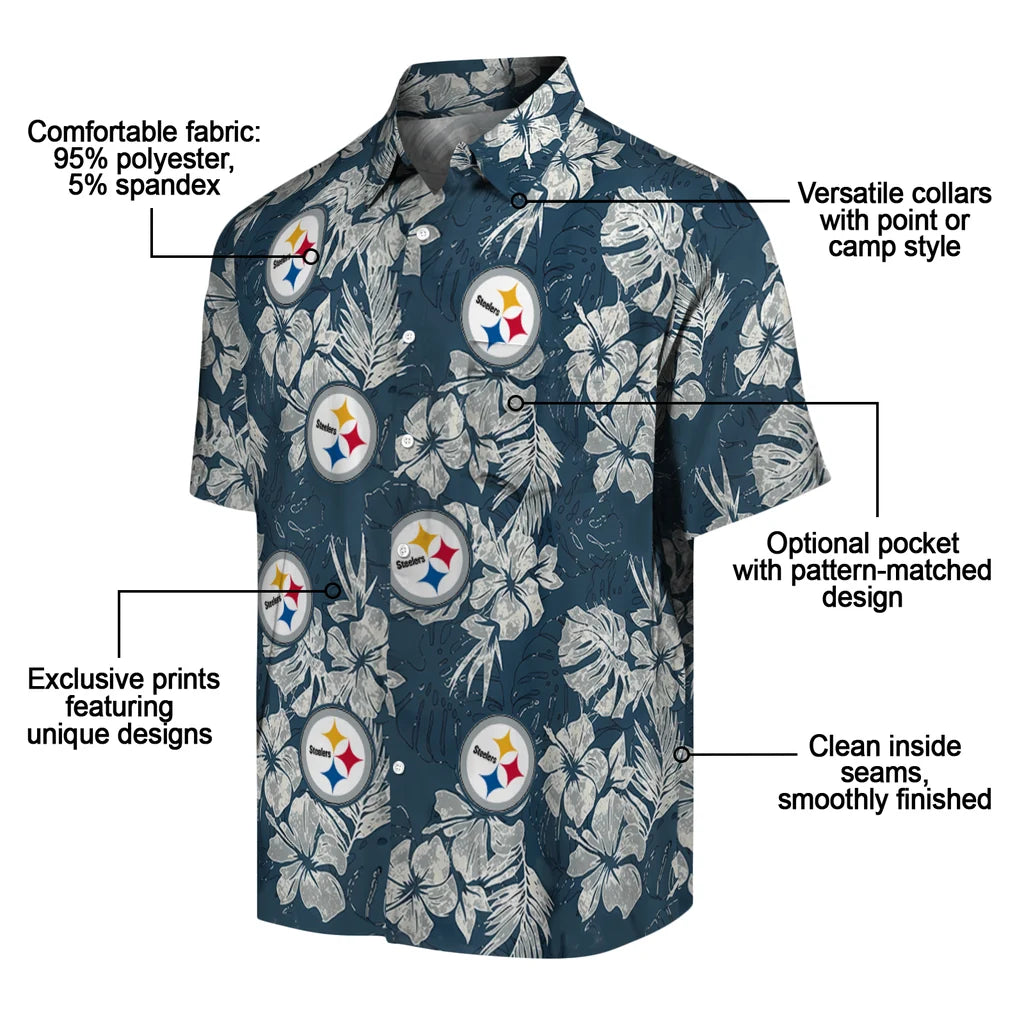 Pittsburgh Steelers Hawaiian Shirt - Hibiscus Flowers | Moonbestprint