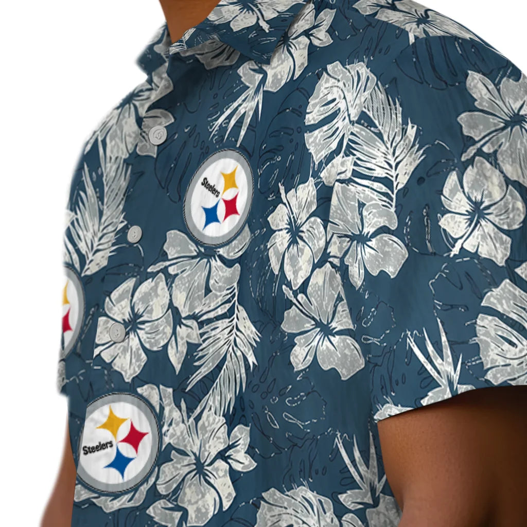 Pittsburgh Steelers Hawaiian Shirt - Hibiscus Flowers | Moonbestprint