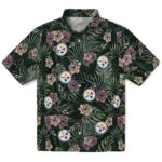 Pittsburgh Steelers Hawaiian Shirt - Hibiscus Leaves Pattern | Moonbestprint