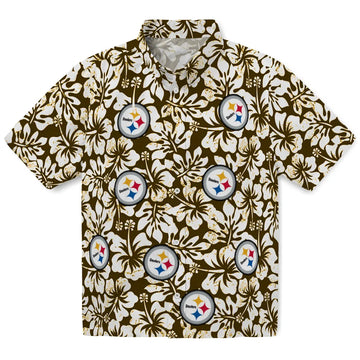 Pittsburgh Steelers Hawaiian Shirt - Hibiscus Motif | Moonbestprint