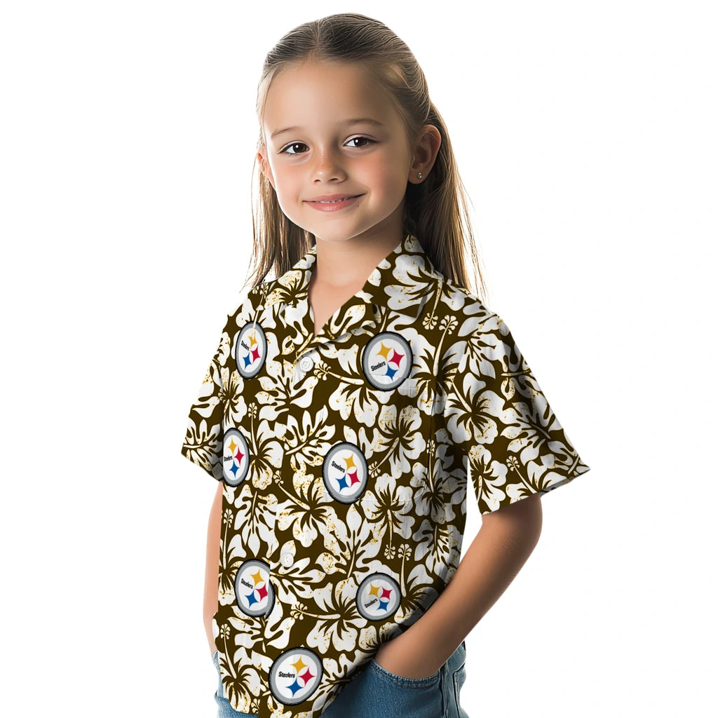 Pittsburgh Steelers Hawaiian Shirt - Hibiscus Motif | Moonbestprint