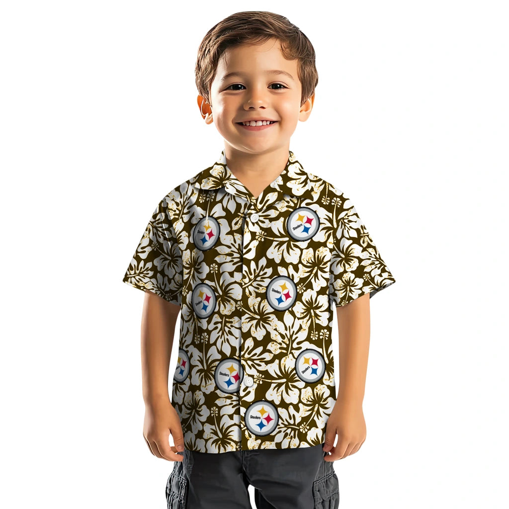 Pittsburgh Steelers Hawaiian Shirt - Hibiscus Motif | Moonbestprint