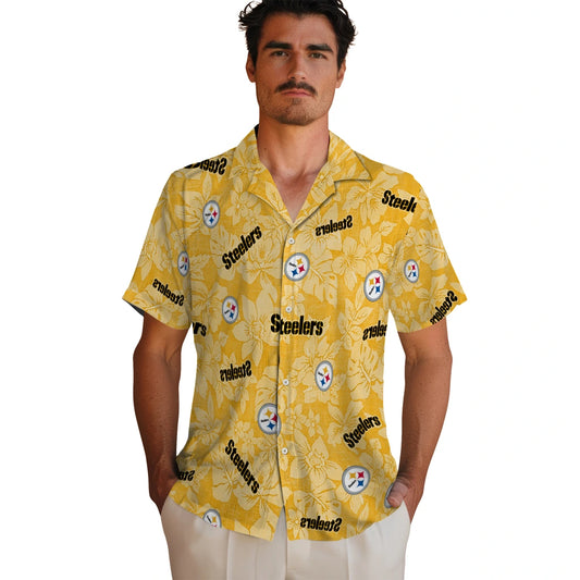 Pittsburgh Steelers Hawaiian Shirt - Hibiscus Oasis | Moonbestprint