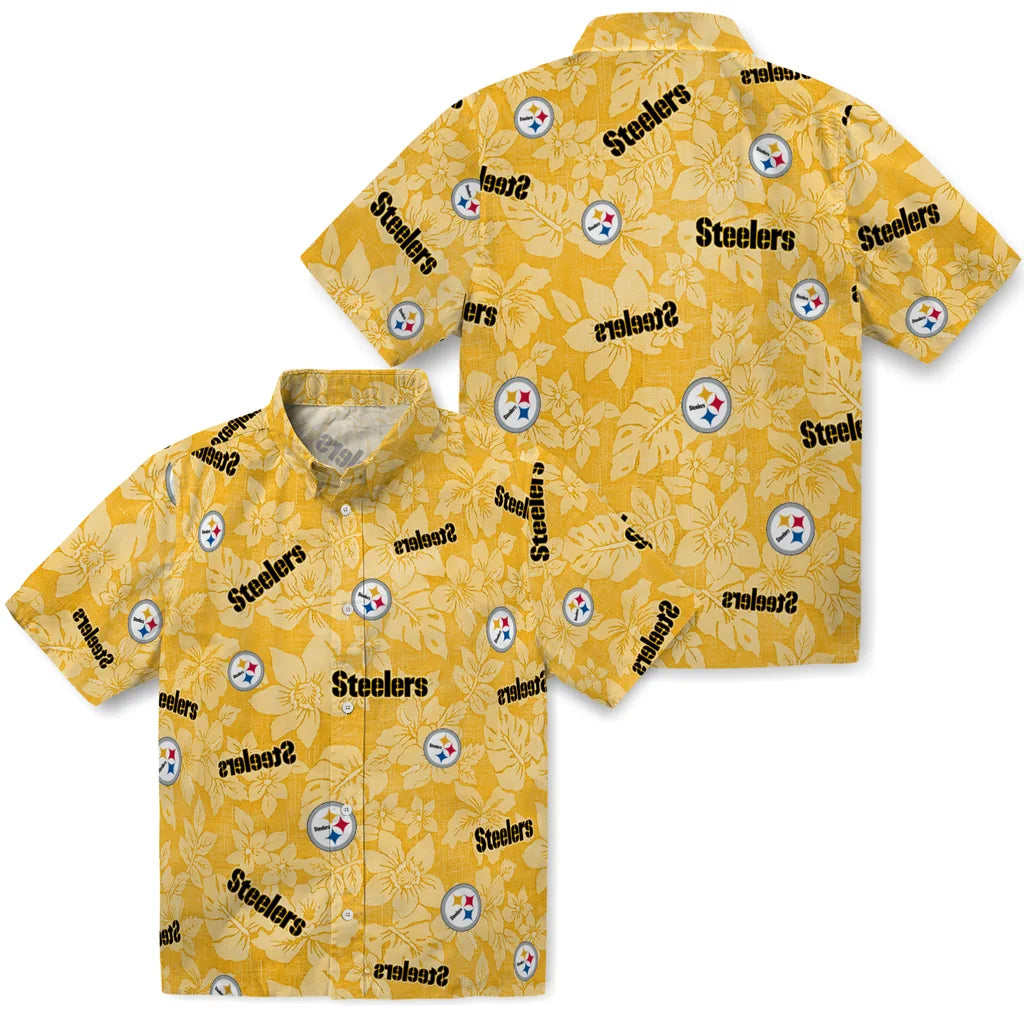 Pittsburgh Steelers Hawaiian Shirt - Hibiscus Oasis | Moonbestprint