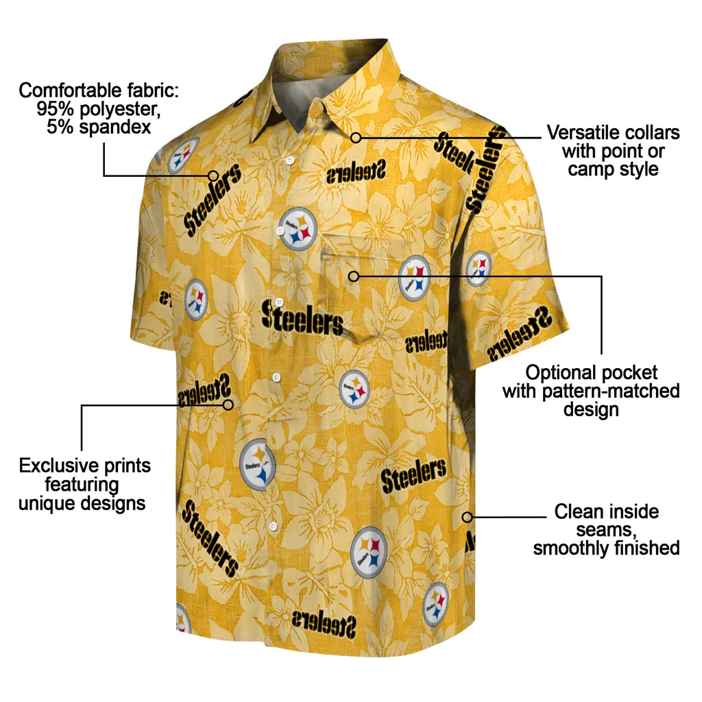 Pittsburgh Steelers Hawaiian Shirt - Hibiscus Oasis | Moonbestprint