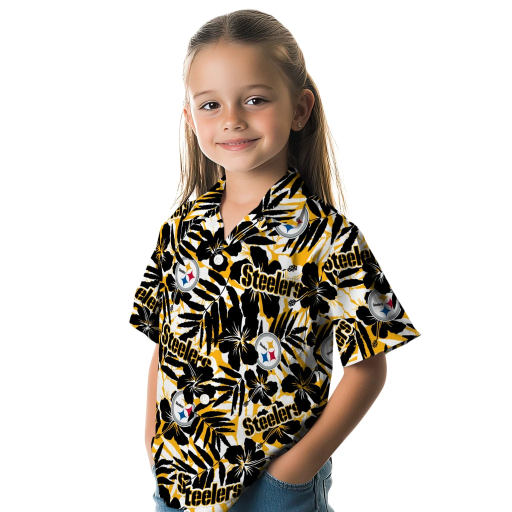 Pittsburgh Steelers Hawaiian Shirt - Hibiscus Overlay | Moonbestprint