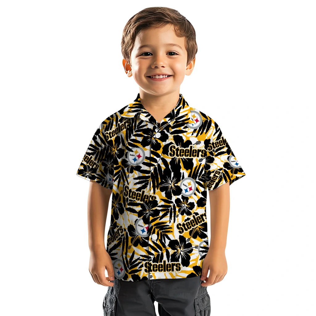 Pittsburgh Steelers Hawaiian Shirt - Hibiscus Overlay | Moonbestprint
