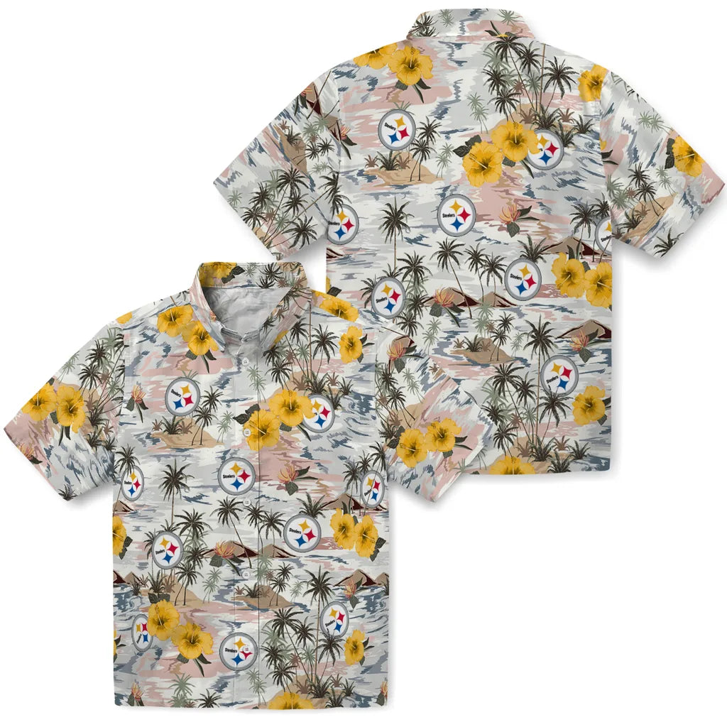Pittsburgh Steelers Hawaiian Shirt - Hibiscus Seaside | Moonbestprint