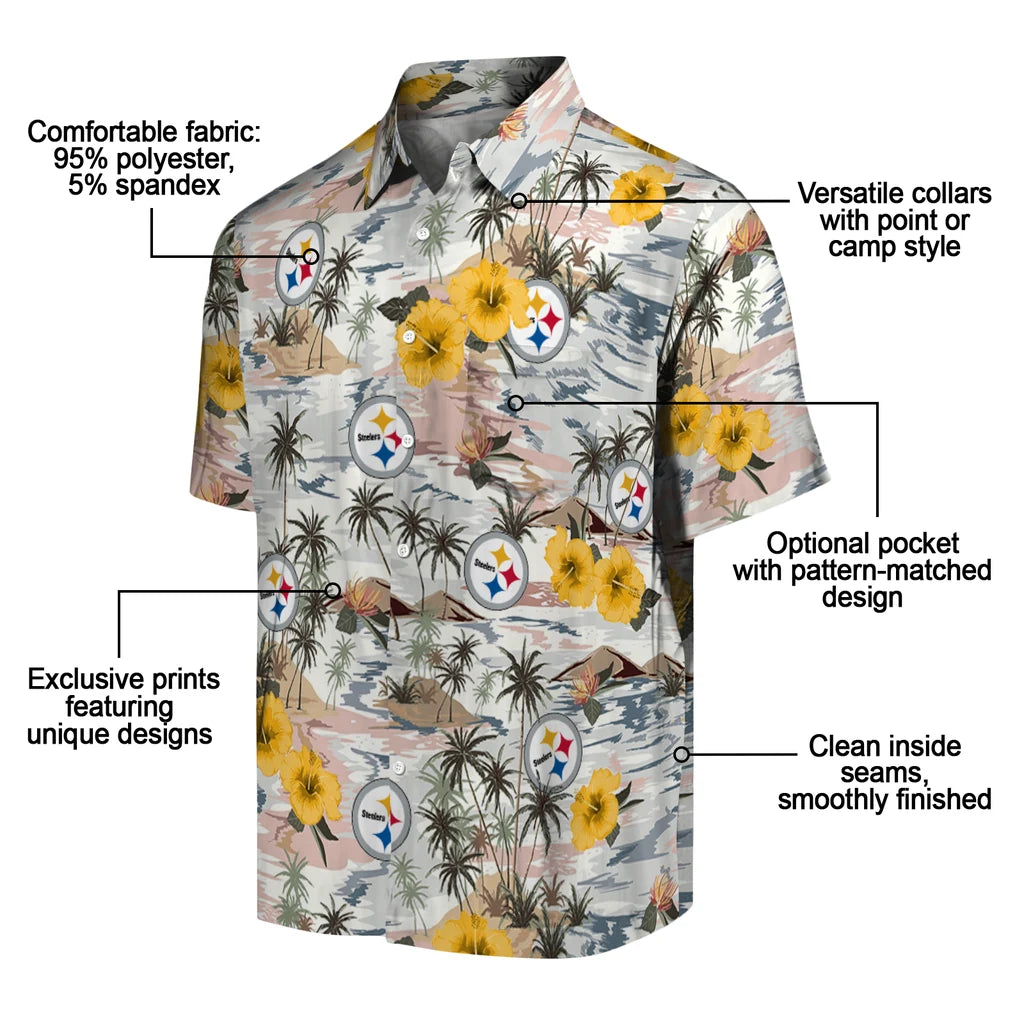 Pittsburgh Steelers Hawaiian Shirt - Hibiscus Seaside | Moonbestprint