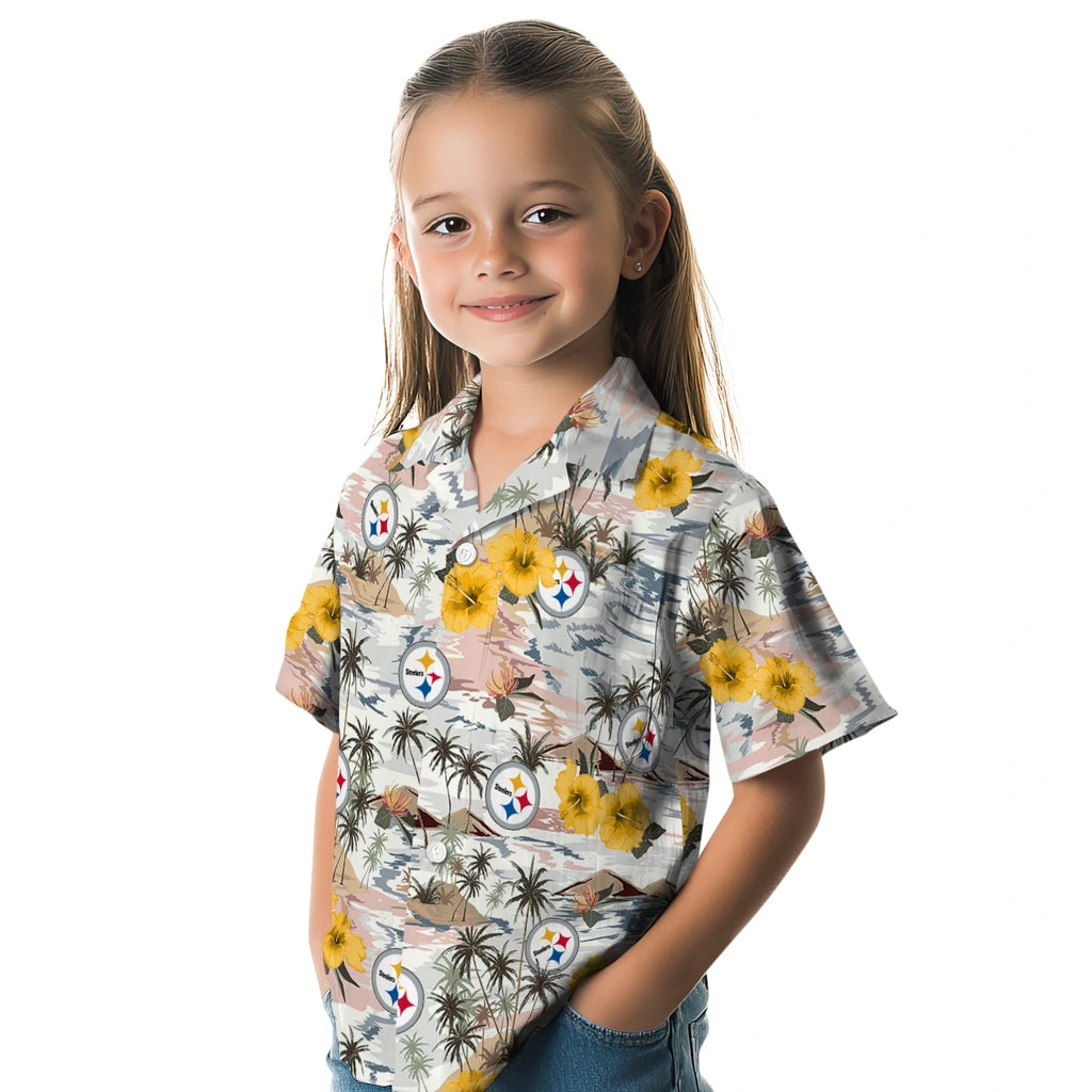 Pittsburgh Steelers Hawaiian Shirt - Hibiscus Seaside | Moonbestprint