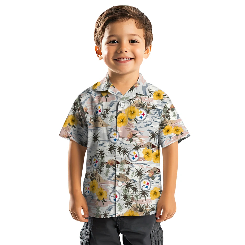 Pittsburgh Steelers Hawaiian Shirt - Hibiscus Seaside | Moonbestprint
