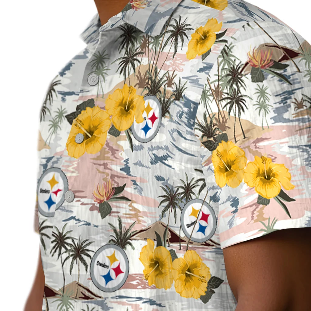 Pittsburgh Steelers Hawaiian Shirt - Hibiscus Seaside | Moonbestprint