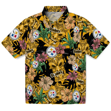 Pittsburgh Steelers Hawaiian Shirt - Hibiscus Tiki Jungle | Moonbestprint
