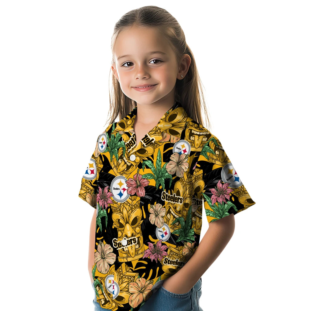 Pittsburgh Steelers Hawaiian Shirt - Hibiscus Tiki Jungle | Moonbestprint