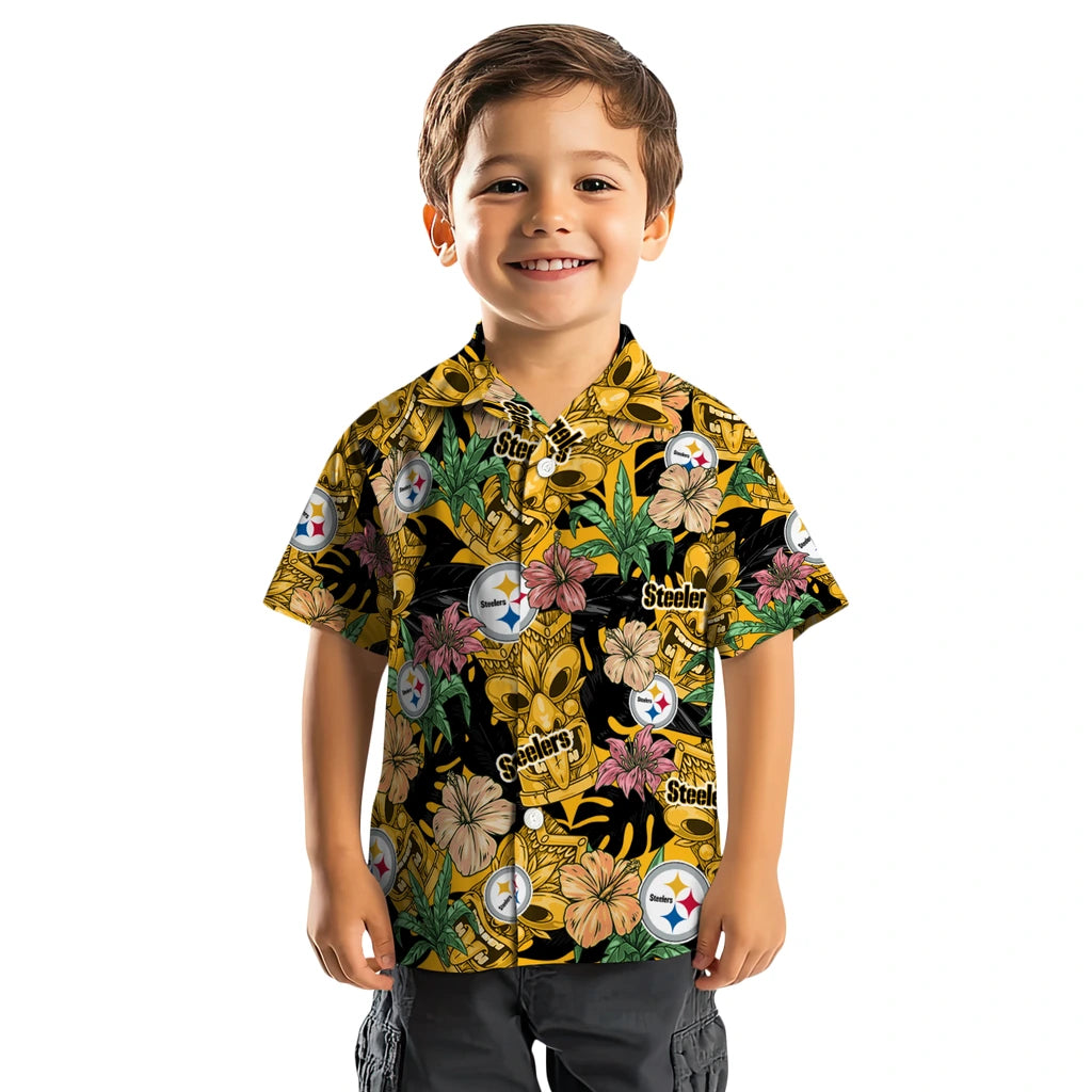 Pittsburgh Steelers Hawaiian Shirt - Hibiscus Tiki Jungle | Moonbestprint