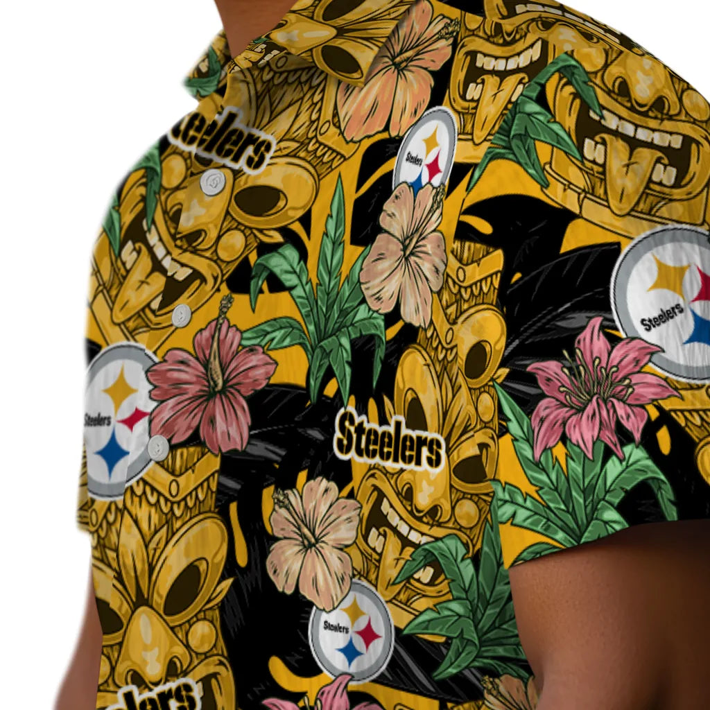 Pittsburgh Steelers Hawaiian Shirt - Hibiscus Tiki Jungle | Moonbestprint
