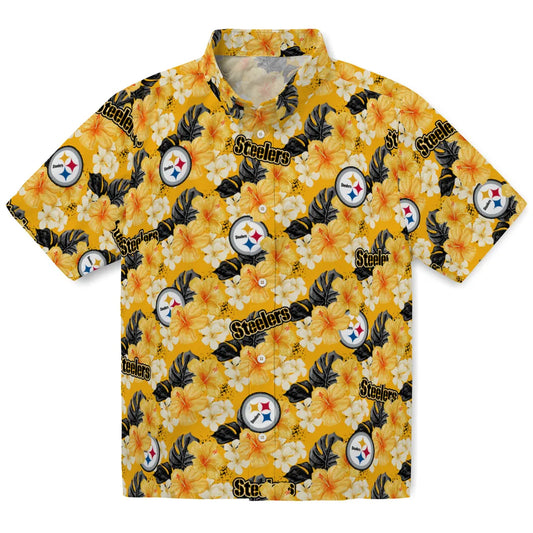 Pittsburgh Steelers Hawaiian Shirt - Hibiscus Tropics | Moonbestprint
