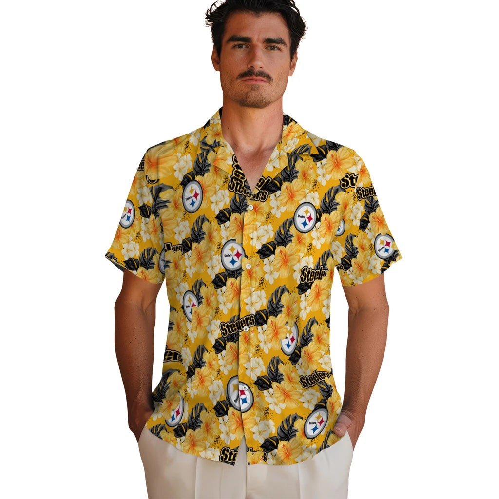 Pittsburgh Steelers Hawaiian Shirt - Hibiscus Tropics | Moonbestprint