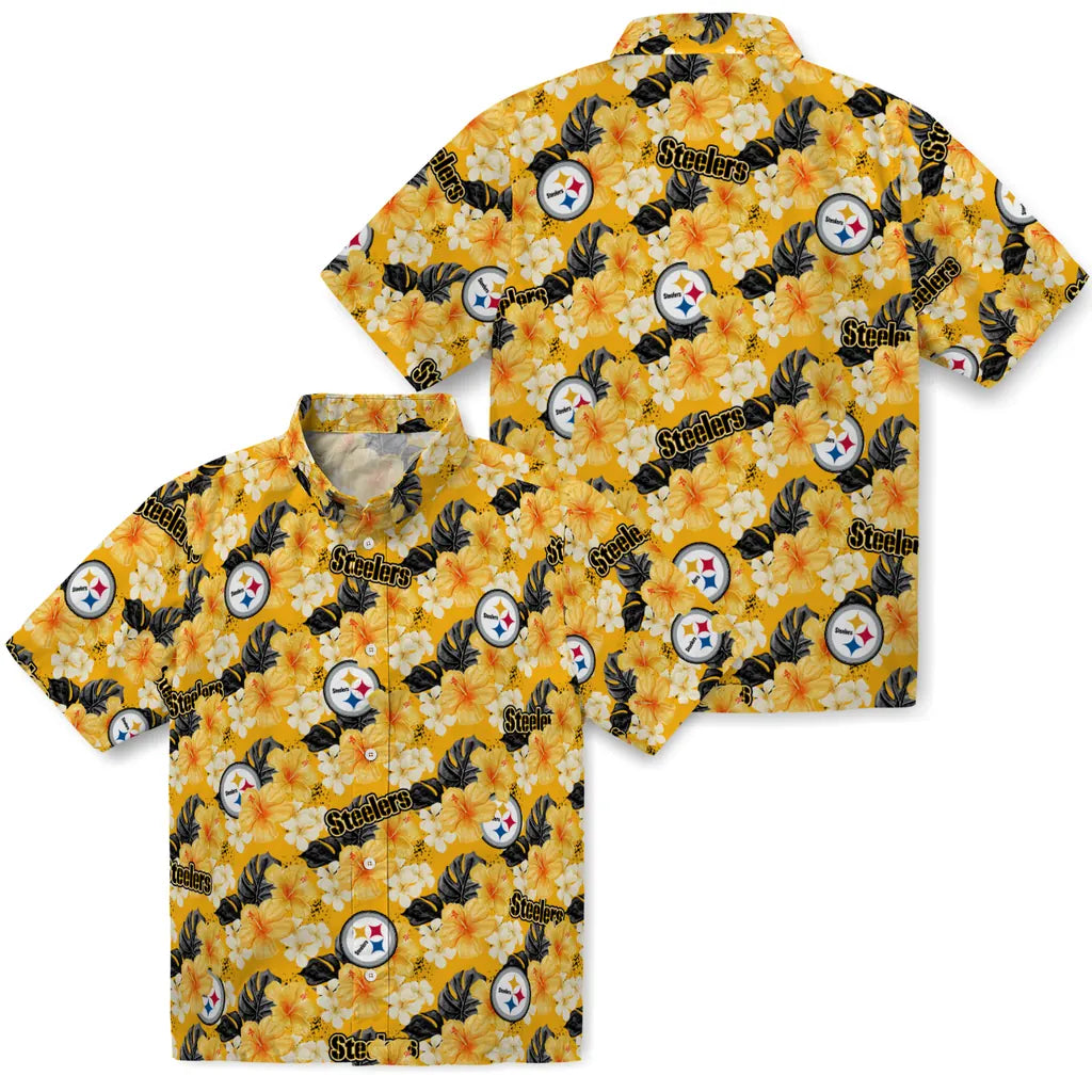 Pittsburgh Steelers Hawaiian Shirt - Hibiscus Tropics | Moonbestprint