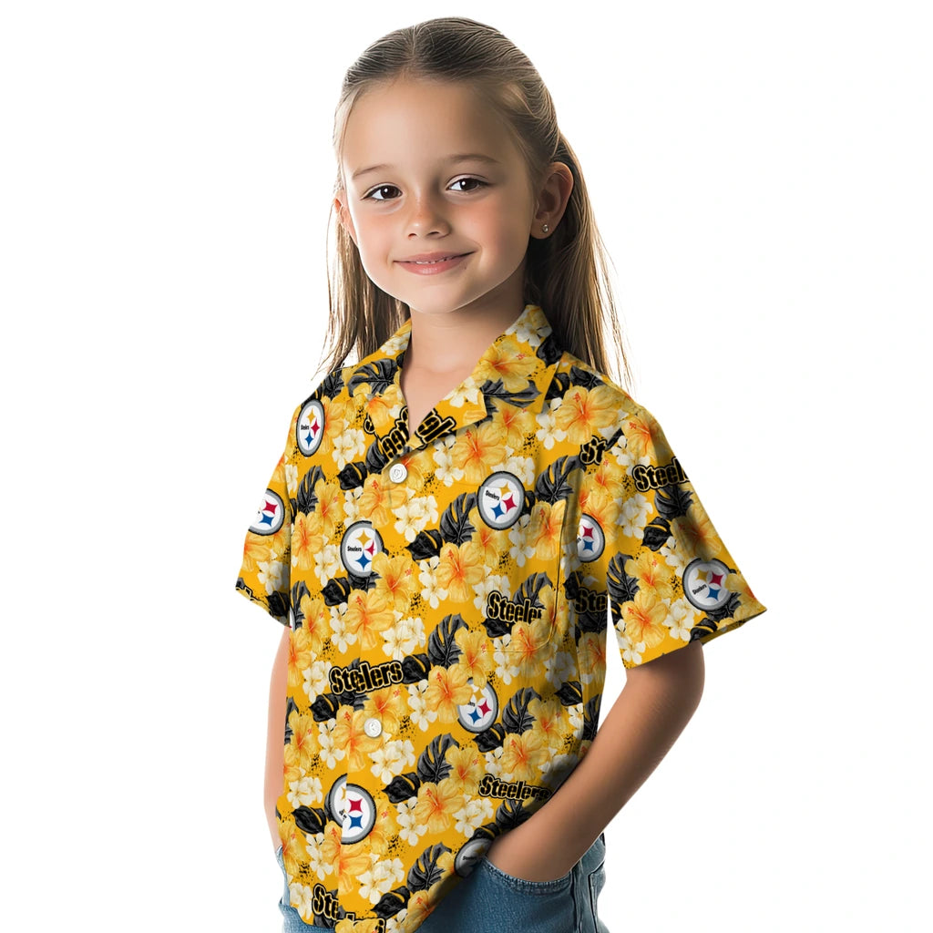 Pittsburgh Steelers Hawaiian Shirt - Hibiscus Tropics | Moonbestprint