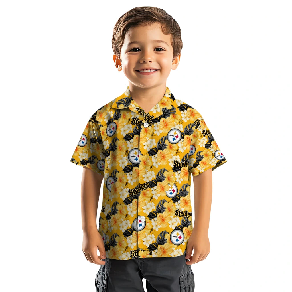 Pittsburgh Steelers Hawaiian Shirt - Hibiscus Tropics | Moonbestprint