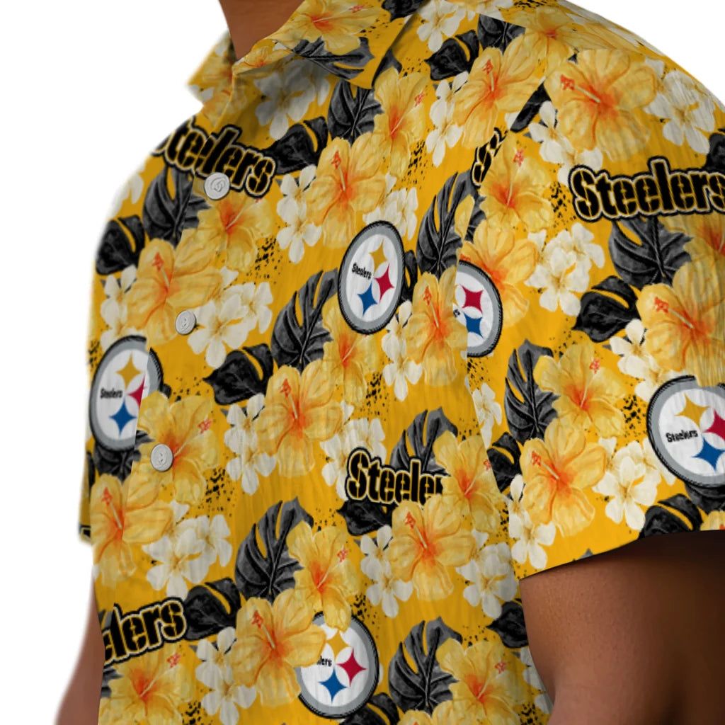 Pittsburgh Steelers Hawaiian Shirt - Hibiscus Tropics | Moonbestprint