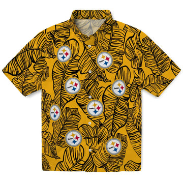 Pittsburgh Steelers Hawaiian Shirt - Leaf Outline | Moonbestprint