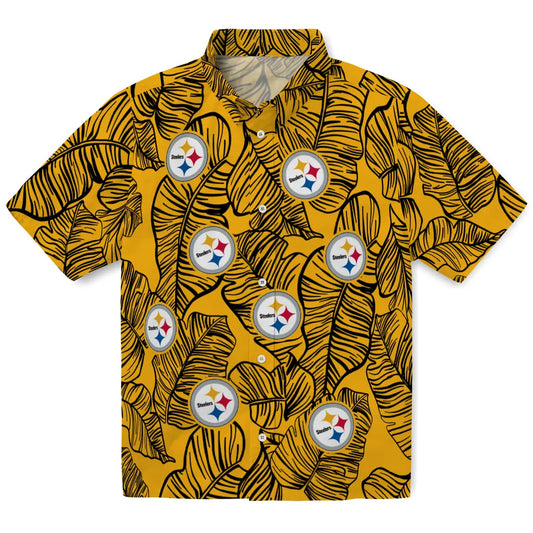 Pittsburgh Steelers Hawaiian Shirt - Leaf Outline | Moonbestprint