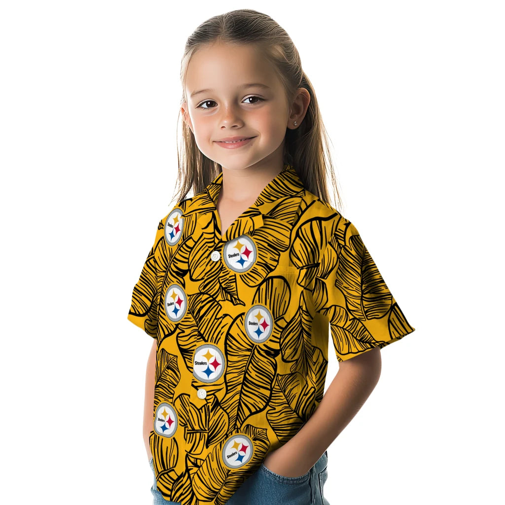 Pittsburgh Steelers Hawaiian Shirt - Leaf Outline | Moonbestprint