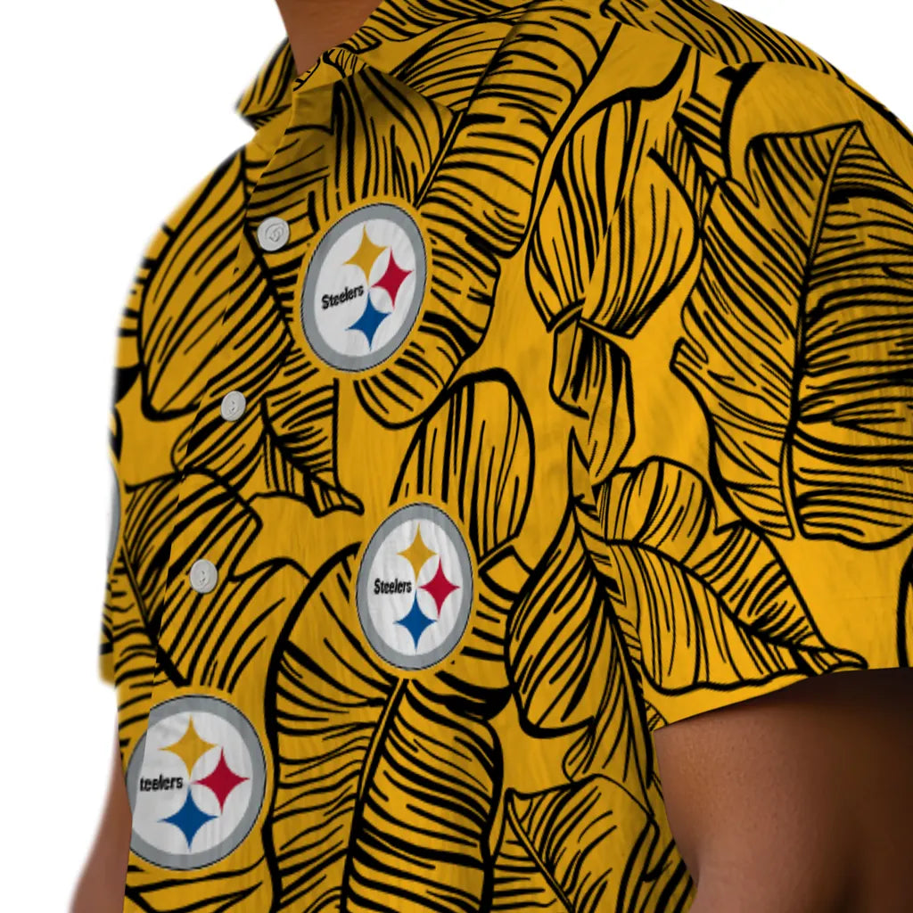 Pittsburgh Steelers Hawaiian Shirt - Leaf Outline | Moonbestprint