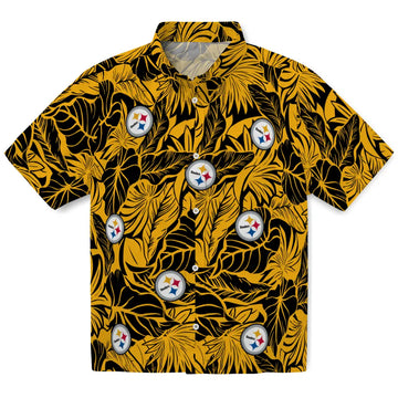 Pittsburgh Steelers Hawaiian Shirt - Monstera Layer | Moonbestprint