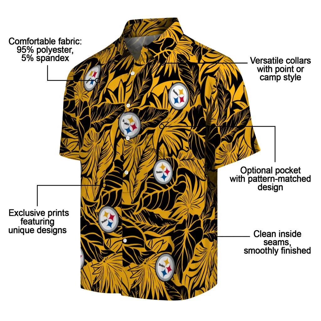 Pittsburgh Steelers Hawaiian Shirt - Monstera Layer | Moonbestprint