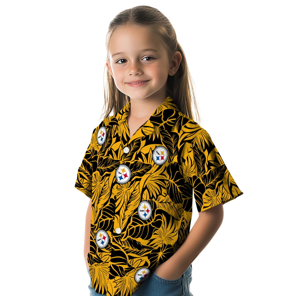 Pittsburgh Steelers Hawaiian Shirt - Monstera Layer | Moonbestprint