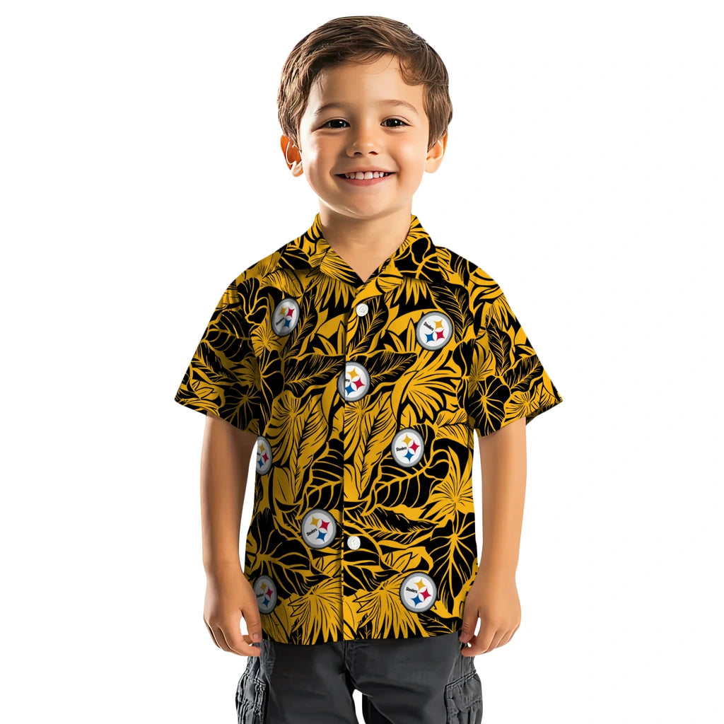 Pittsburgh Steelers Hawaiian Shirt - Monstera Layer | Moonbestprint